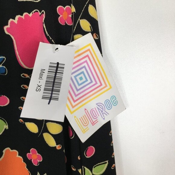 LuLaRoe XS maxi skirt- black with flower pattern - Picture 5 of 6